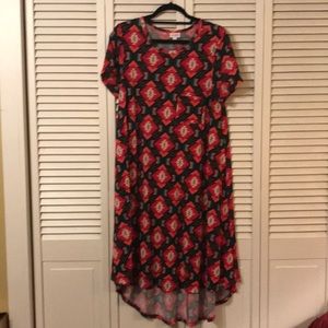Hi Lo Carly Dress Large Pink and Black Aztec